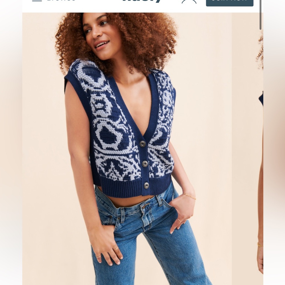 Free People Tapestry Sweater Vest  NWOT